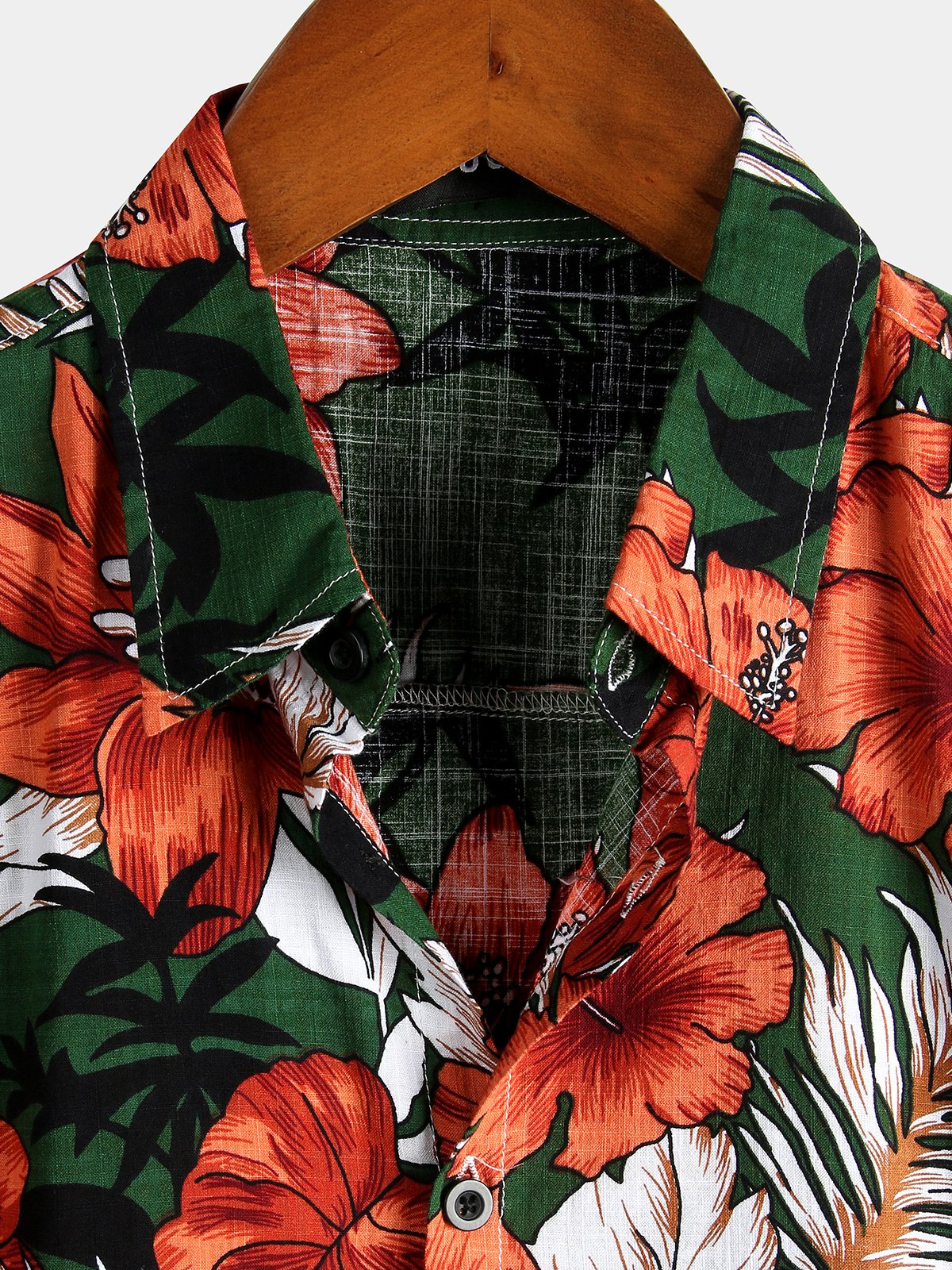 Camisa de algodón puro para hombre con estampado festivo hawaiano-