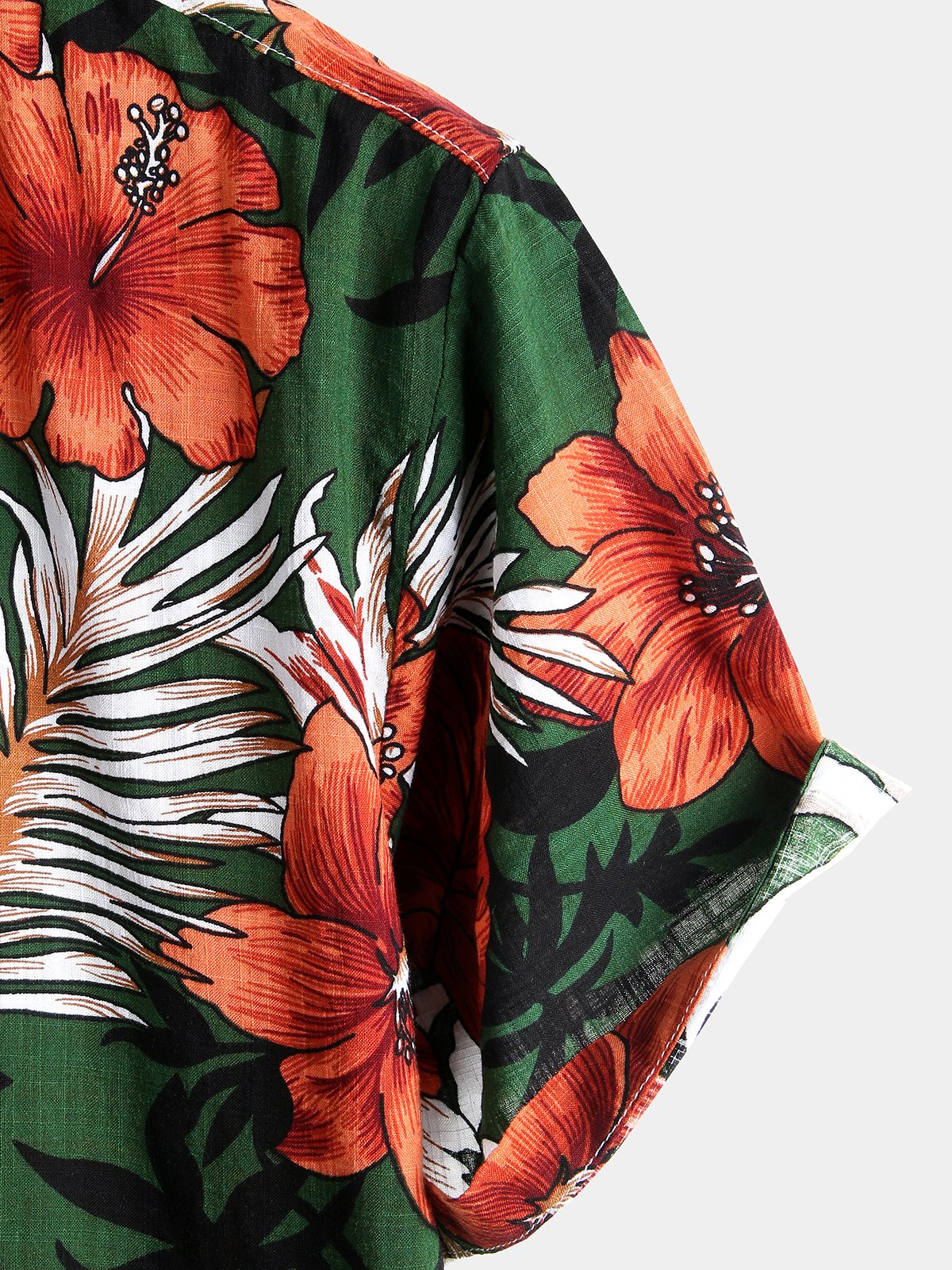 Camisa de algodón puro para hombre con estampado festivo hawaiano-
