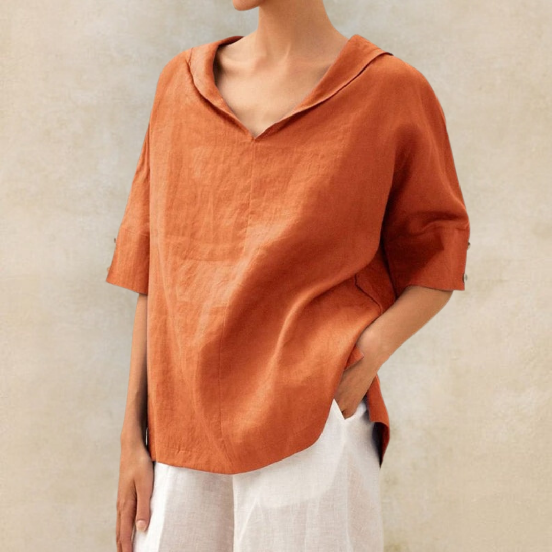 Jamilla – Camisa de lino con escote en V