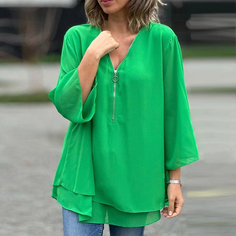 Lorelai – Blusa de Gasa con Cremallera