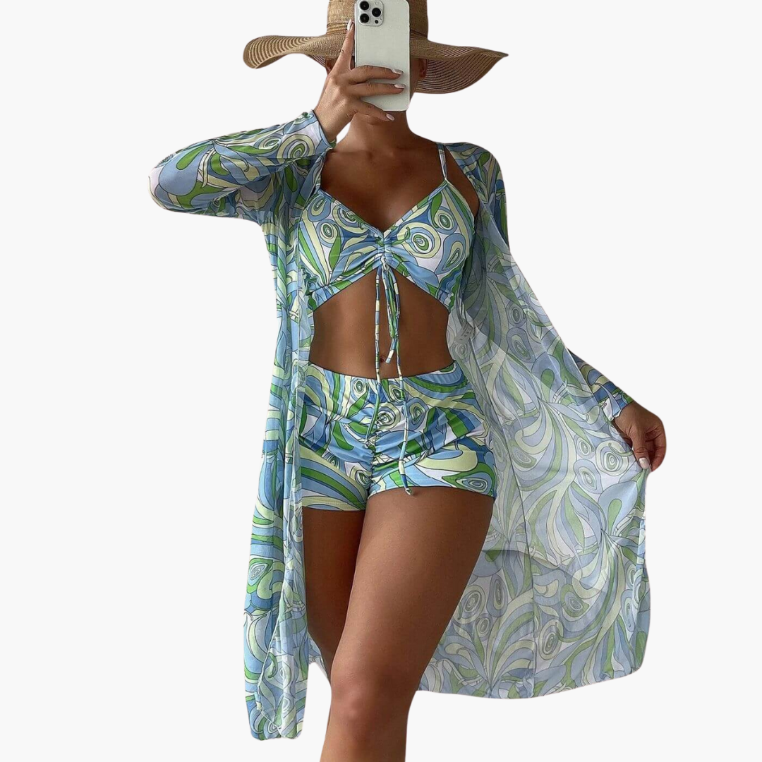 Lottus – Bikini de 3 piezas con estampado llamativo