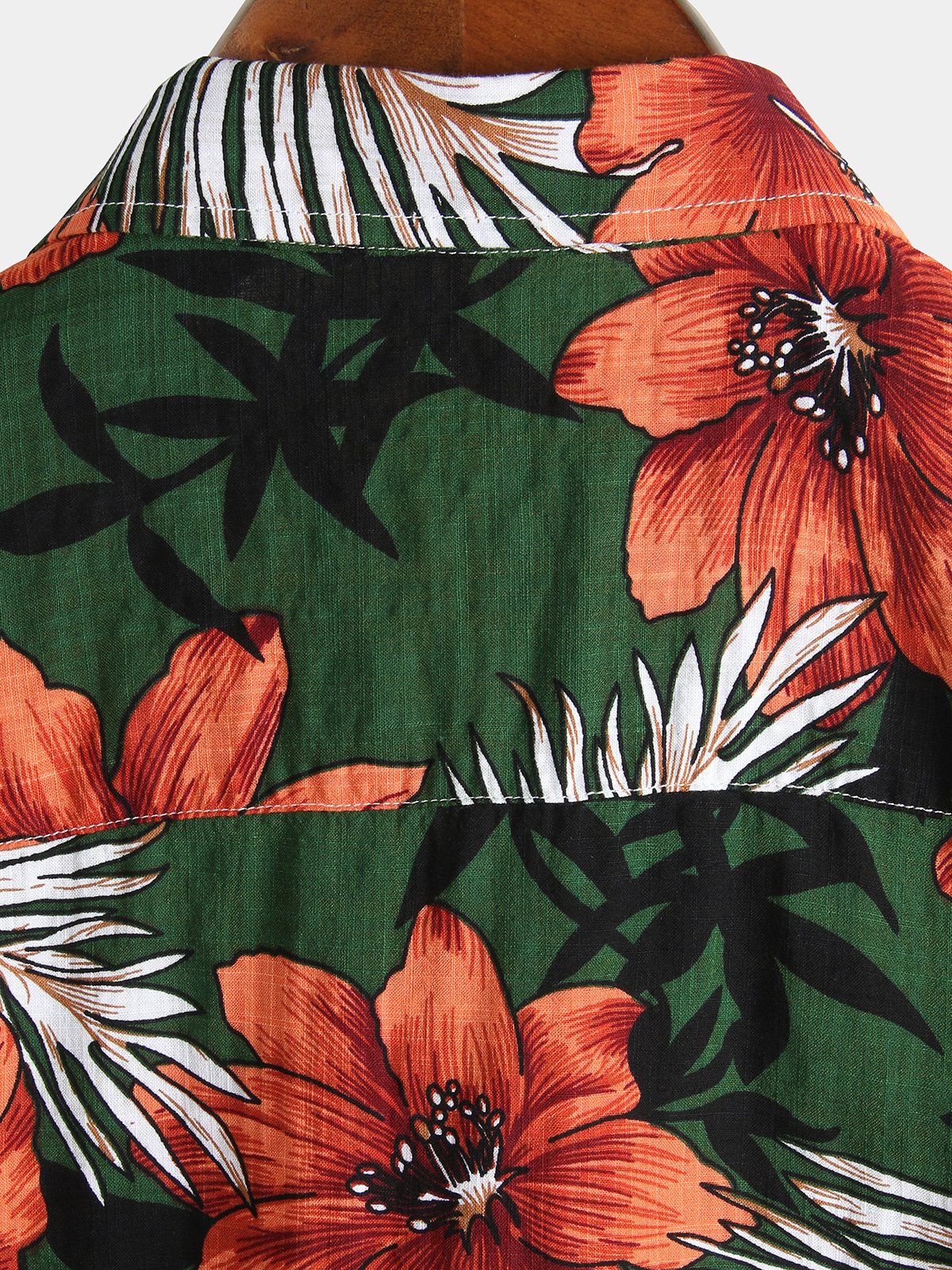 Camisa de algodón puro para hombre con estampado festivo hawaiano-
