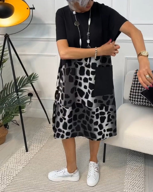 Mila – Vestido estampado de cuello redondo