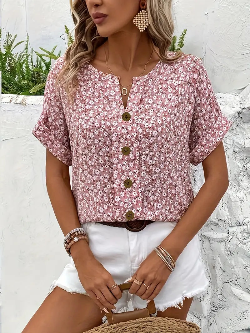 Charis – Blusa floral abotonada