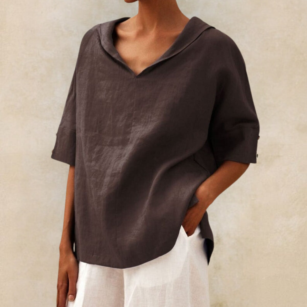 Jamilla – Camisa de lino con escote en V