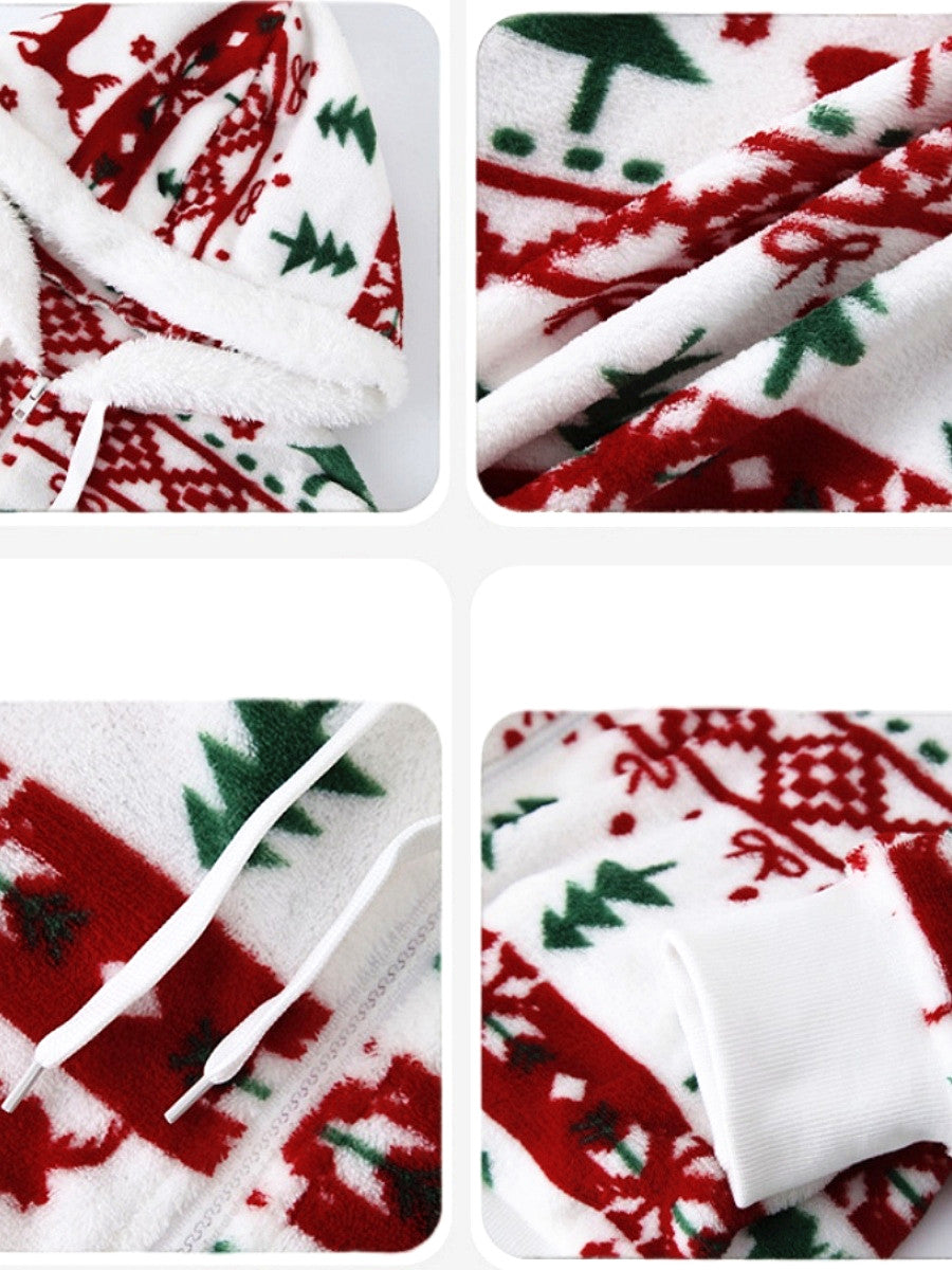 CARDIGAN NAVIDEÑO CON CAPUCHA Y BOLSILLOS