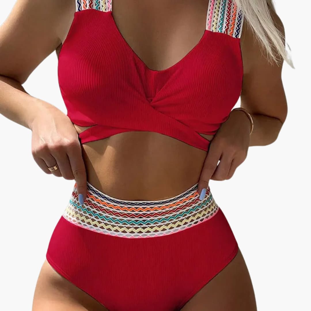Amara – Bikini deportivo de talle alto con textura acanalada