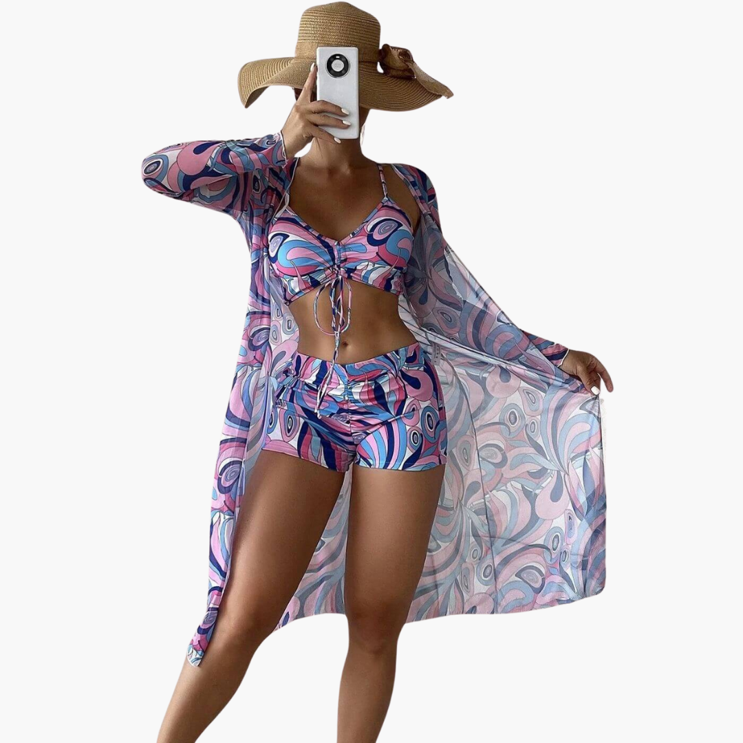 Lottus – Bikini de 3 piezas con estampado llamativo