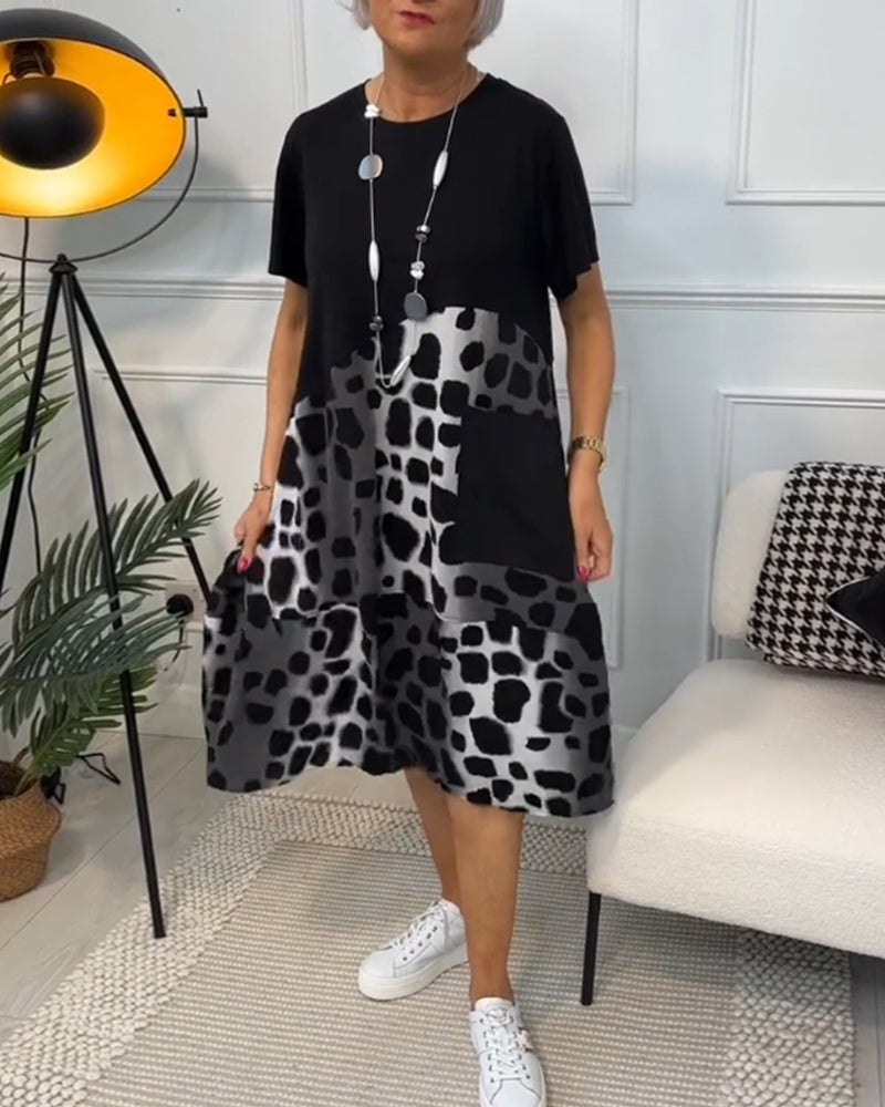 Mila – Vestido estampado de cuello redondo