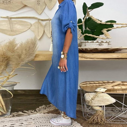 Inea – Vestido denim con cuello en V