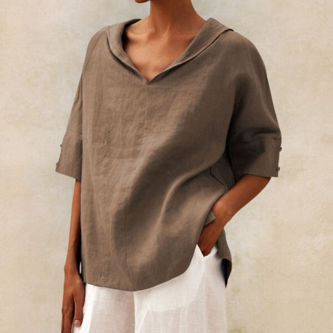 Jamilla – Camisa de lino con escote en V