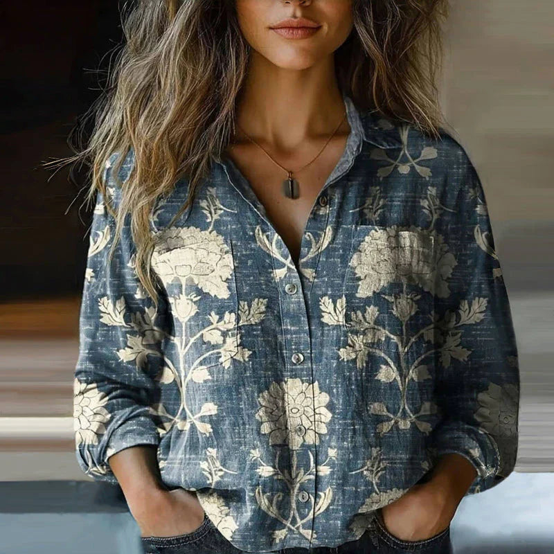 Mira – Blusa vintage estampada con estilo boho y elegancia atemporal