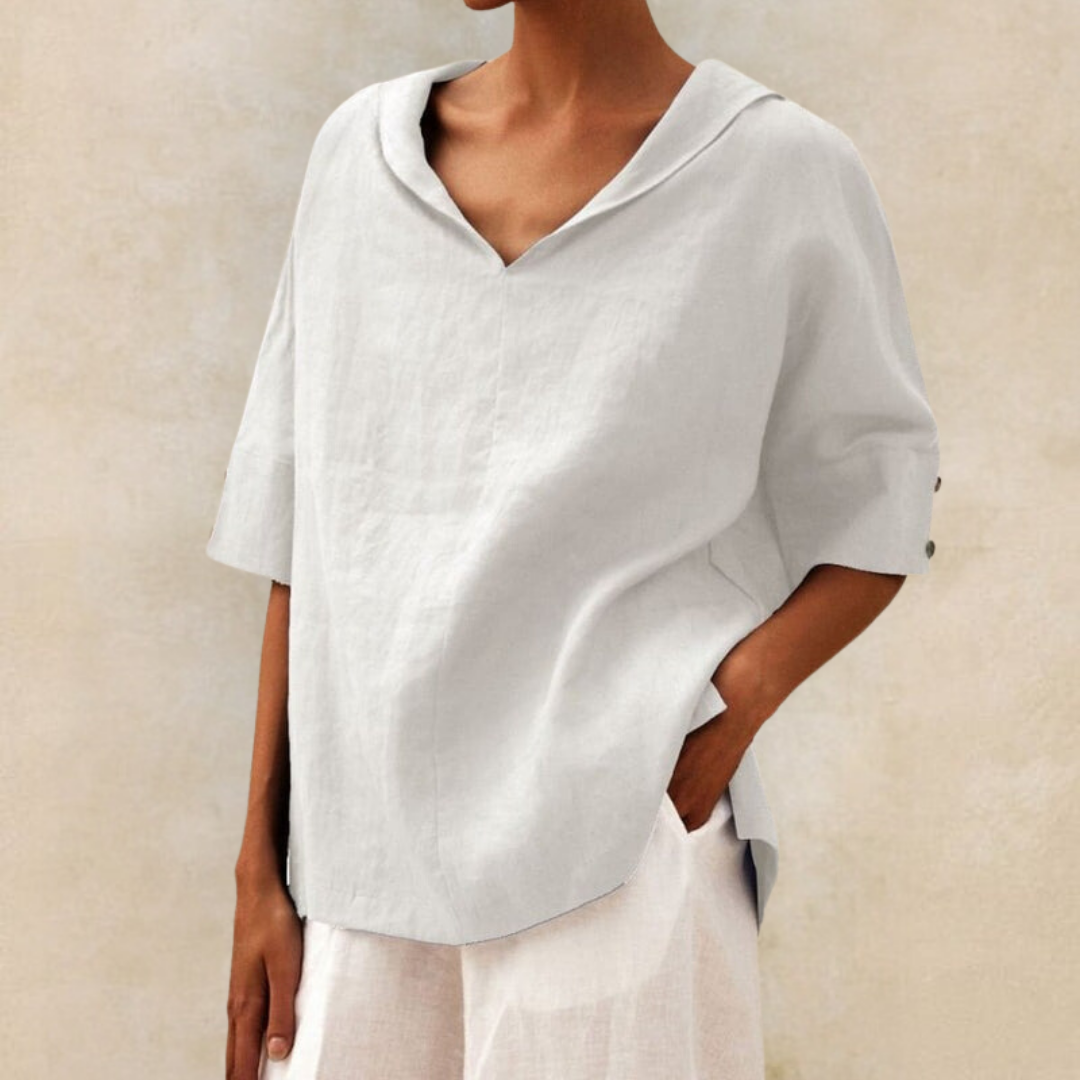 Jamilla – Camisa de lino con escote en V