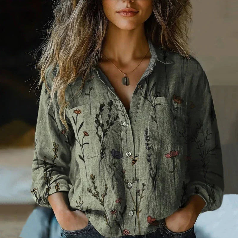 Mira – Blusa vintage estampada con estilo boho y elegancia atemporal