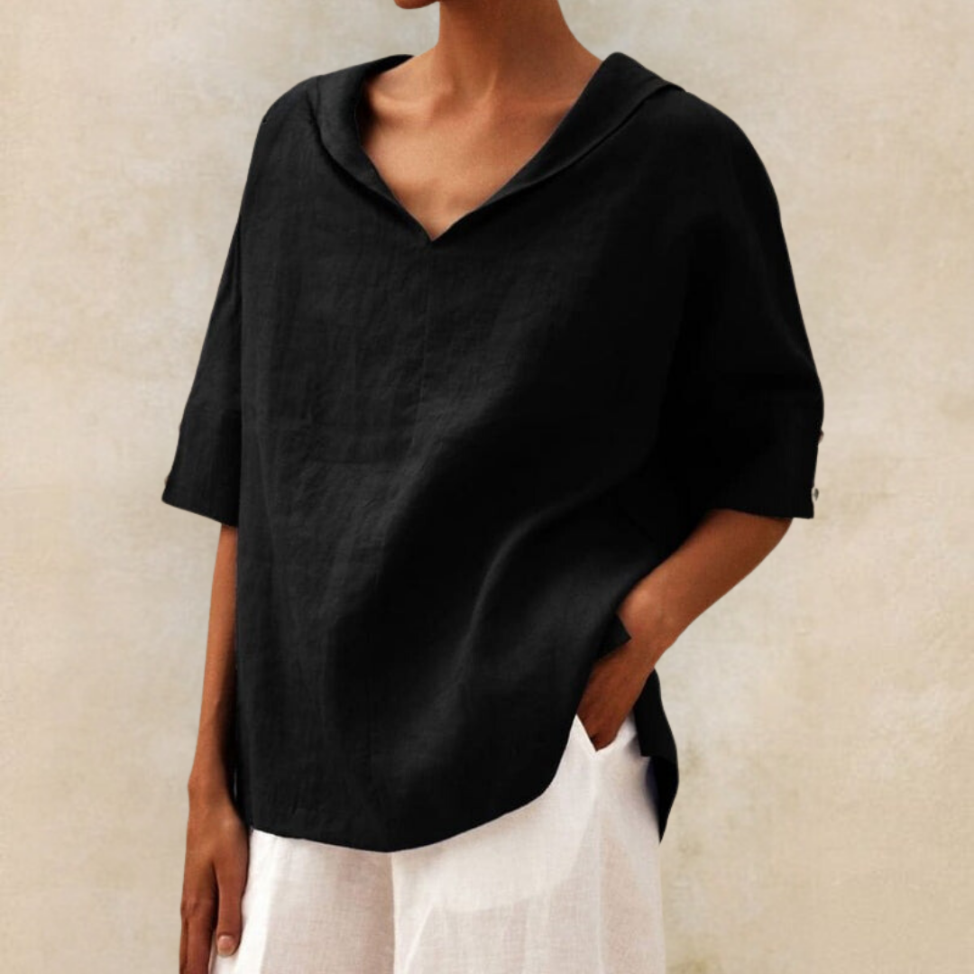 Jamilla – Camisa de lino con escote en V