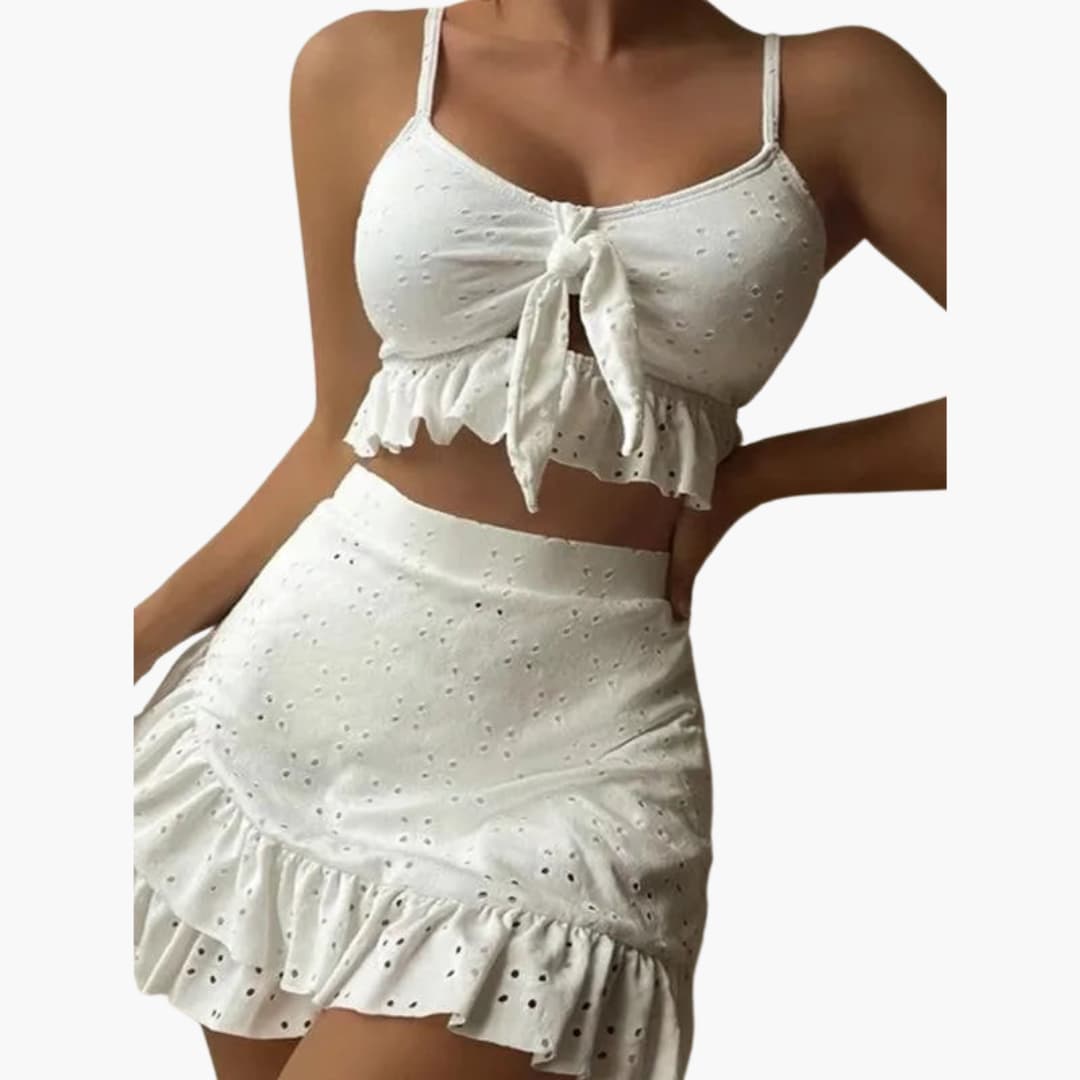 Elina – Bikini de 3 piezas con volantes y diseño de talle alto