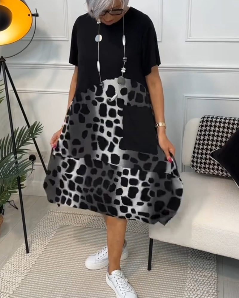 Mila – Vestido estampado de cuello redondo