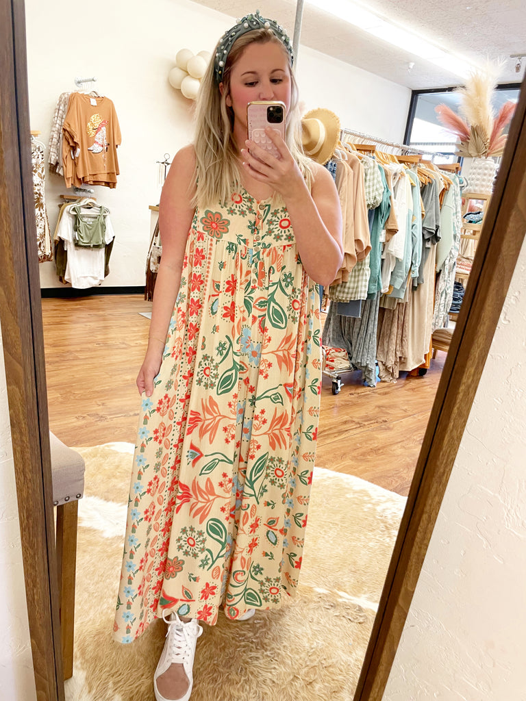 Vintage Floral – Mono sin mangas con estampado floral