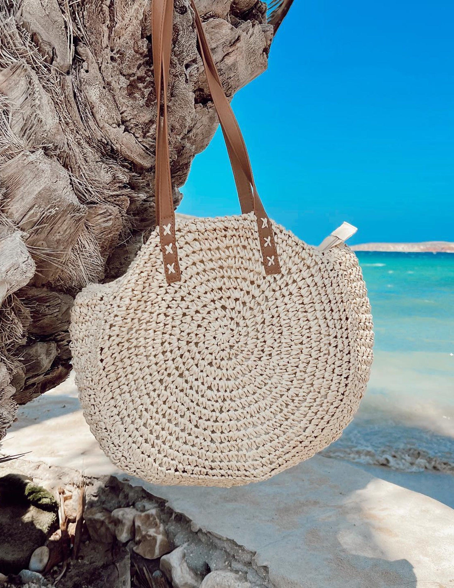 Moon Bella – Bolso redondo de rafia