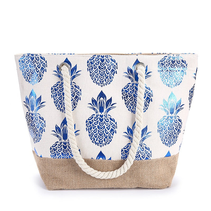 Pineapple Paradise – Bolsa de playa colorida con diseño tropical