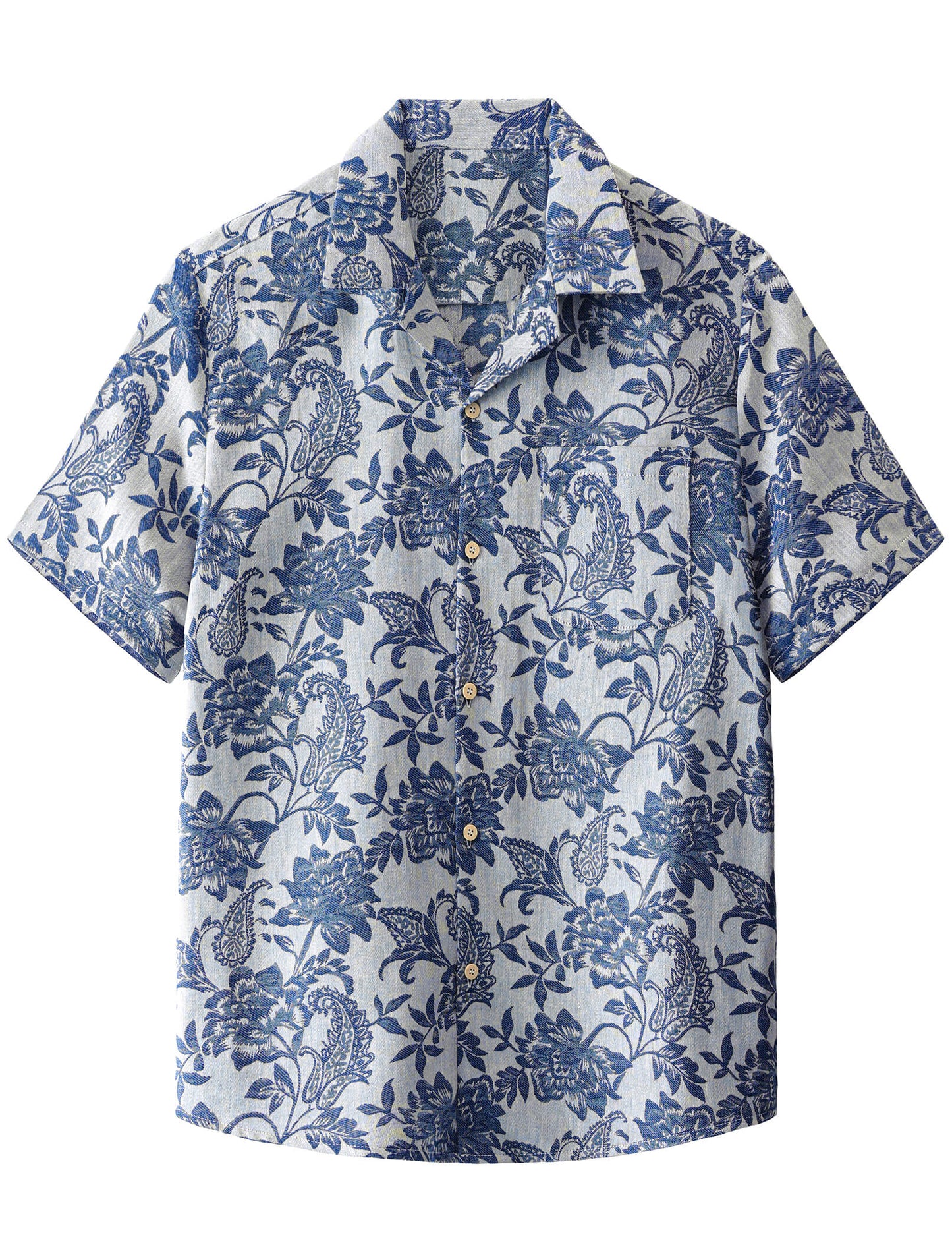 Kaley – Camisa hawaiana jacquard floral para hombre
