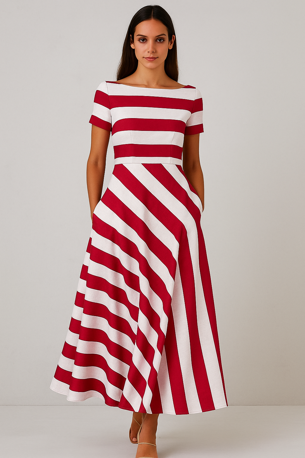 Olivia – Vestido a Rayas de Corte Versátil