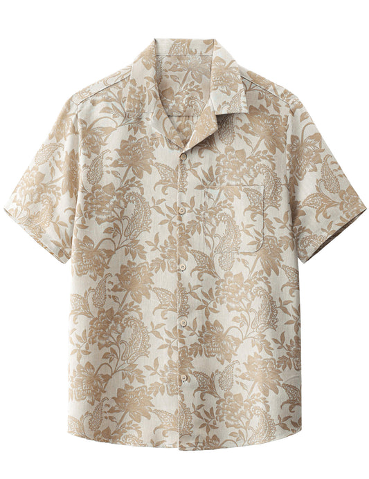 Kaley – Camisa hawaiana jacquard floral para hombre