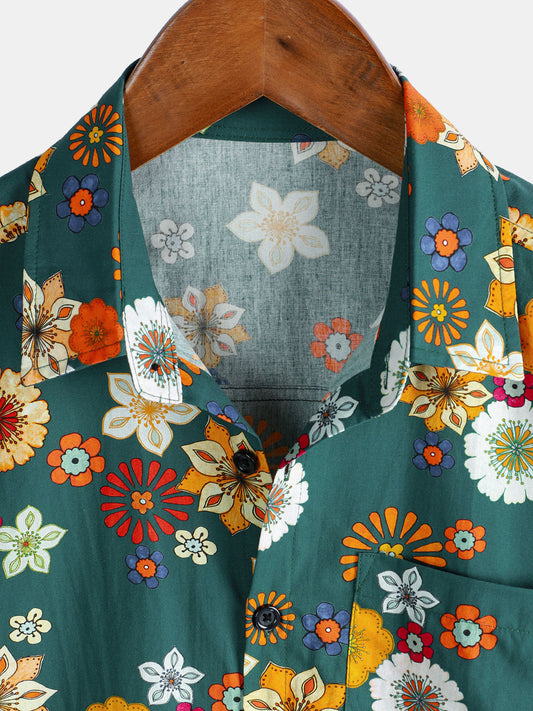 Keanu – Camisa hawaiana de algodón 100% con estampado floral