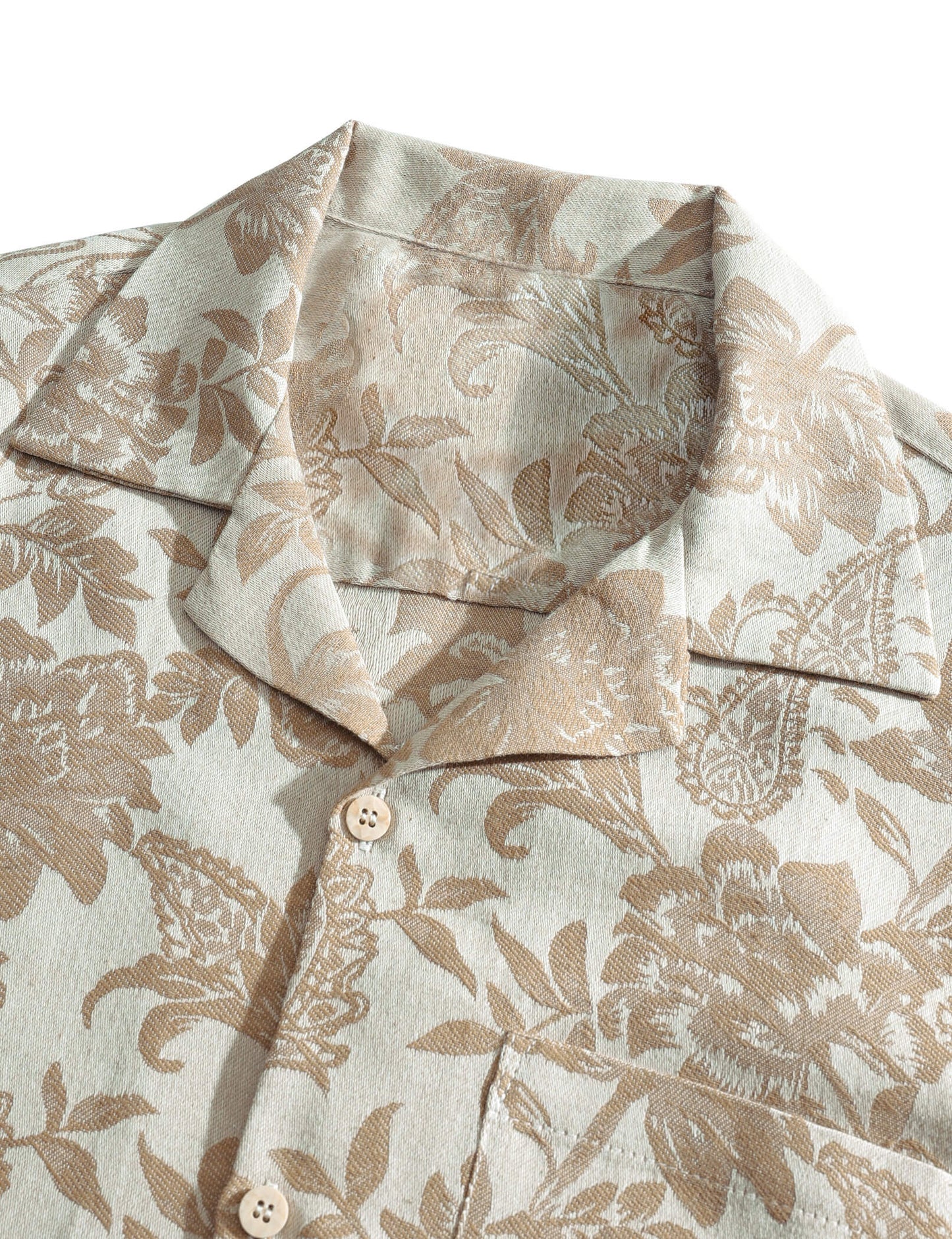 Kaley – Camisa hawaiana jacquard floral para hombre