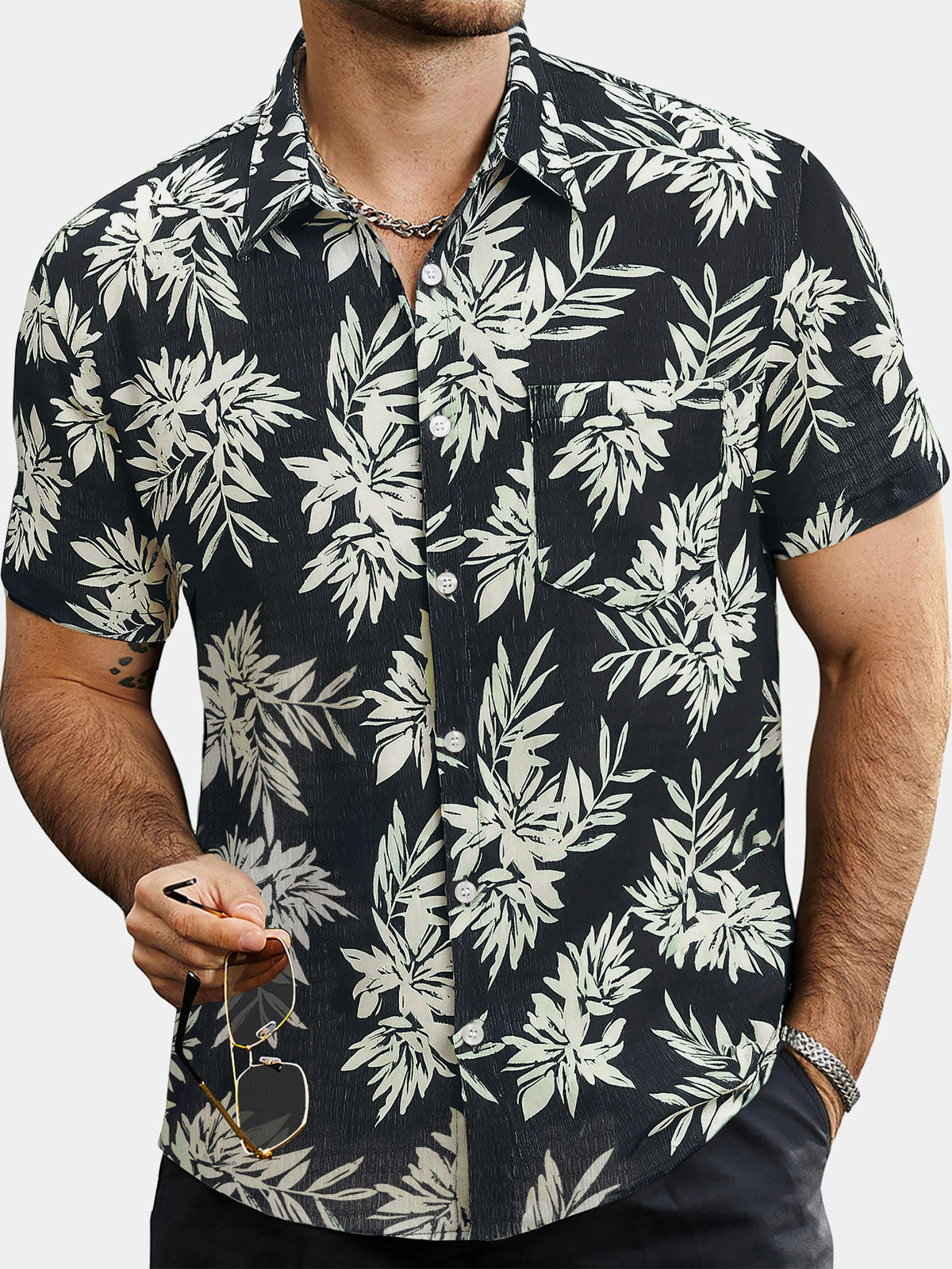Makani – Camisa hawaiana de hojas para hombre