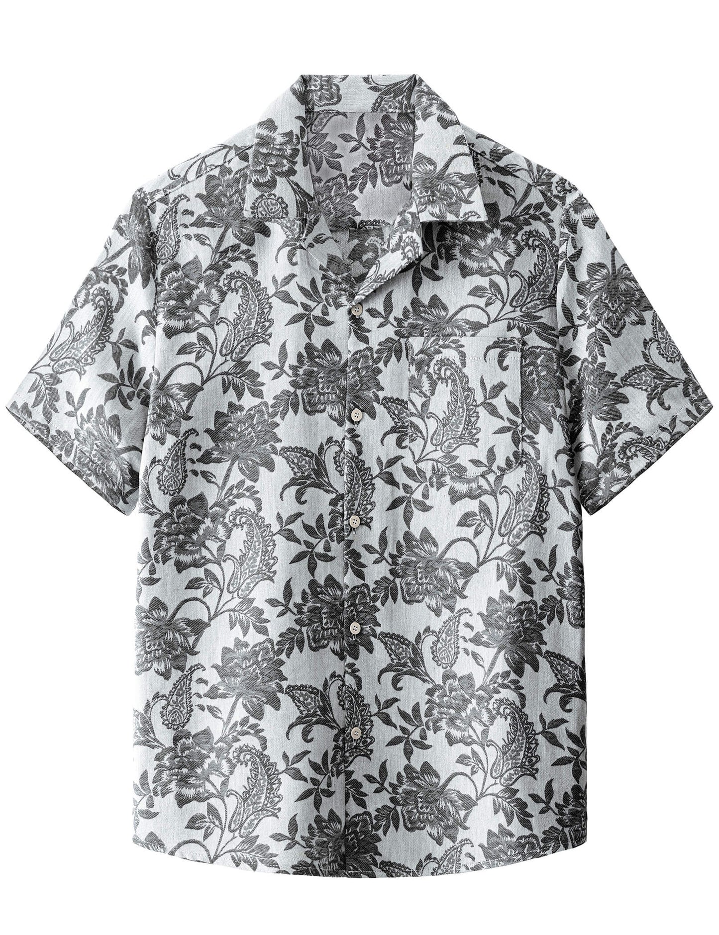 Kaley – Camisa hawaiana jacquard floral para hombre