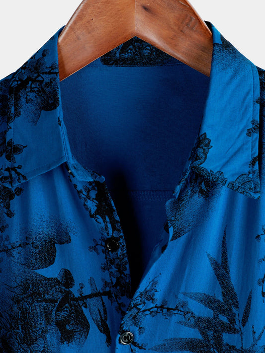 Maikona – Camisa floral azul vintage para el verano