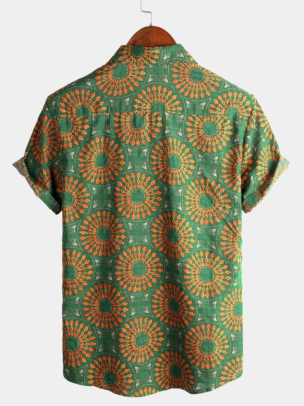 Lote de 4 | Camisa hawaiana retro de algodón con estampado floral para hombre