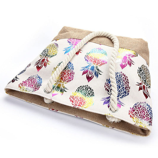 Pineapple Paradise – Bolsa de playa colorida con diseño tropical
