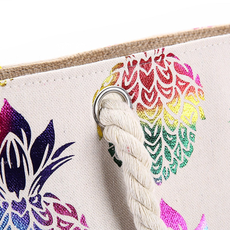 Pineapple Paradise – Bolsa de playa colorida con diseño tropical