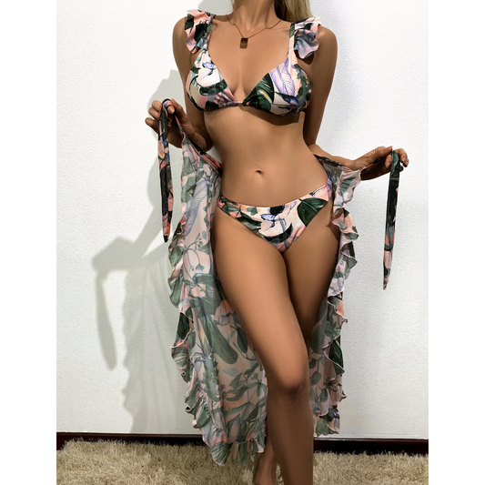 Milos Dream - Bikini de 3 piezas con volantes y glamour sofisticado