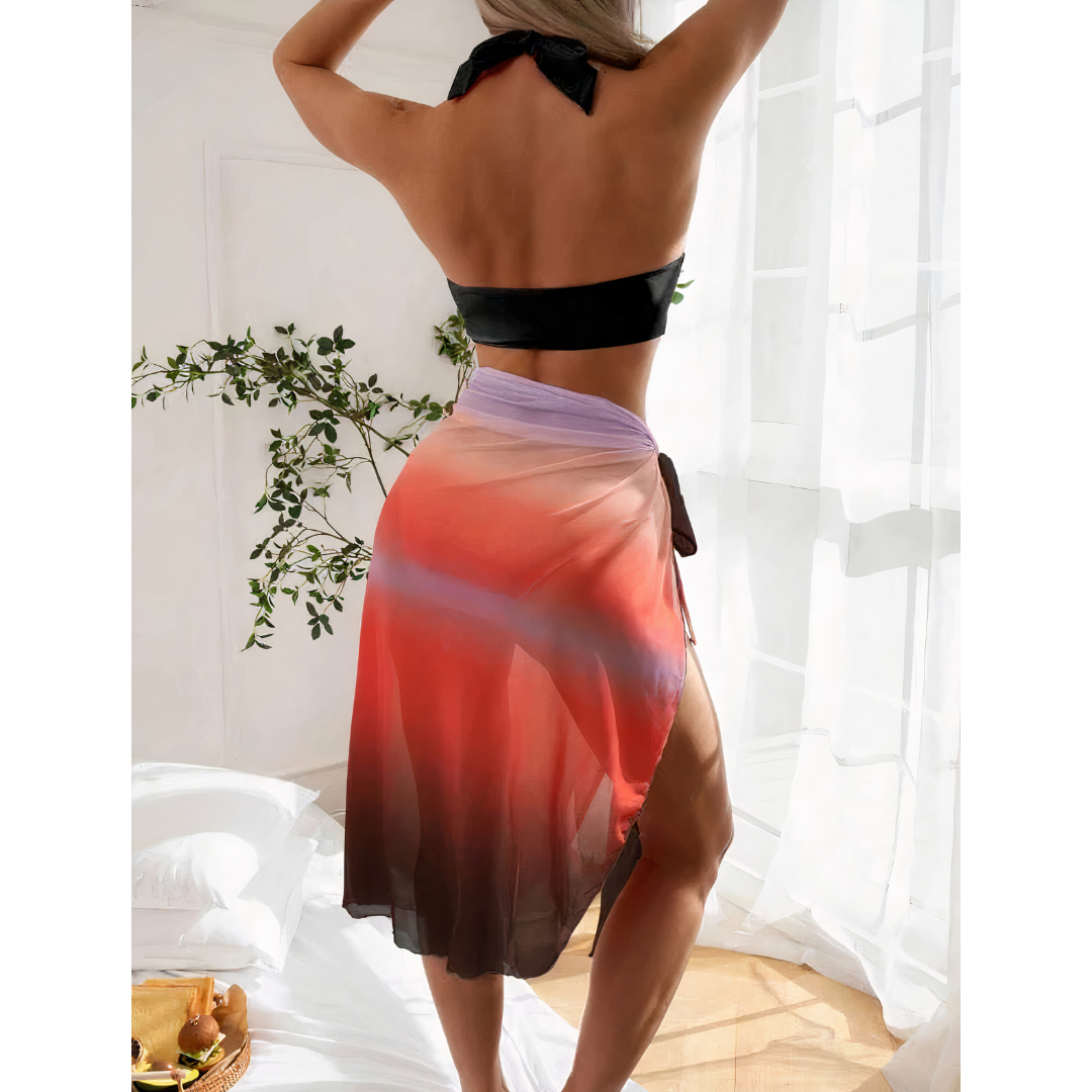 Beachpassion – Bikini 3 en 1 con detalles elegantes y pareo a juego