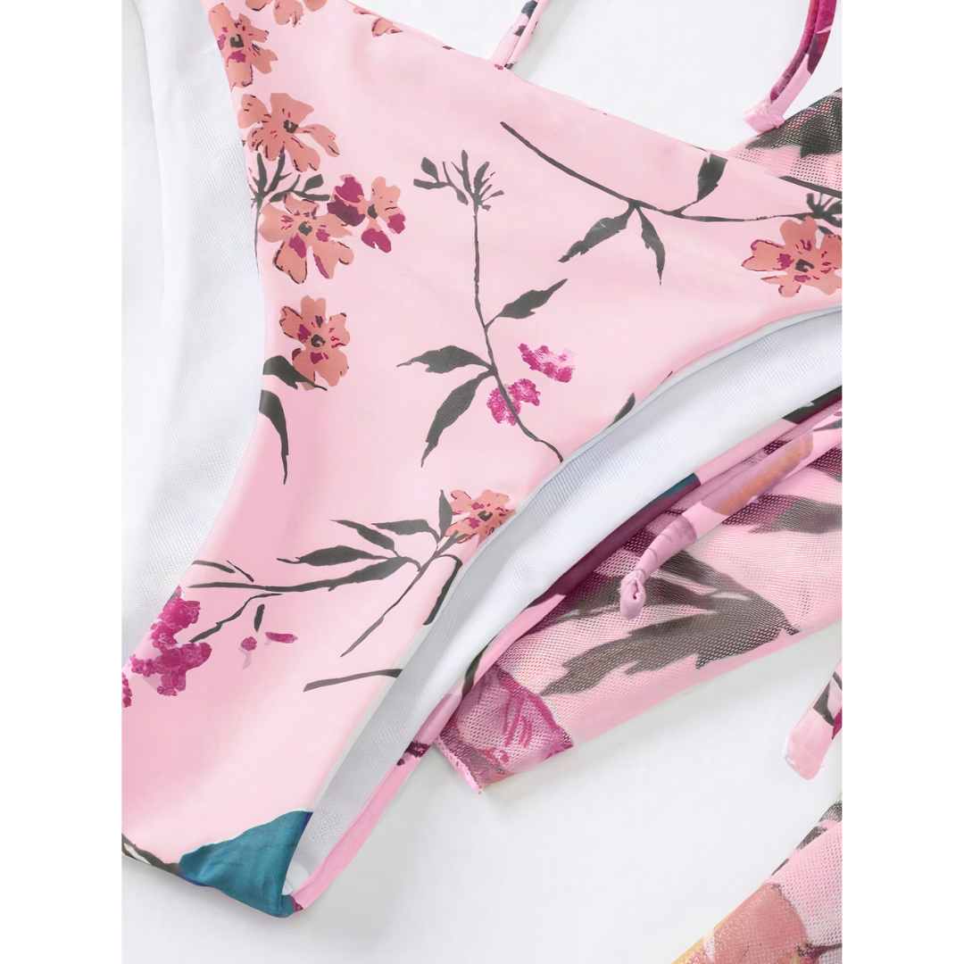 Brisa Marina – Bikini 3 en 1 con pareo y lazos ajustables
