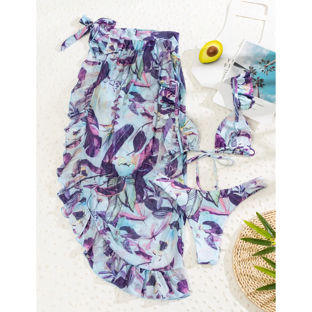 Milos Dream - Bikini de 3 piezas con volantes y glamour sofisticado