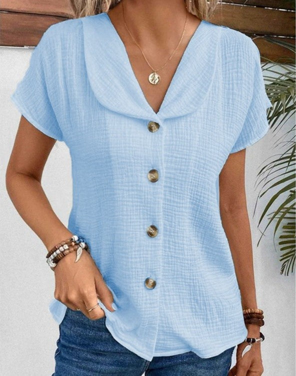 Jane – Blusa de algodón y lino con estilo natural