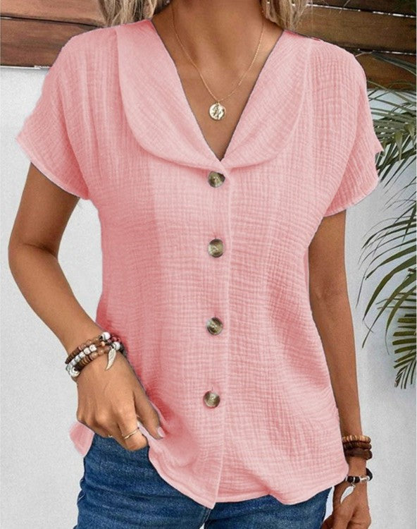 Jane – Blusa de algodón y lino con estilo natural