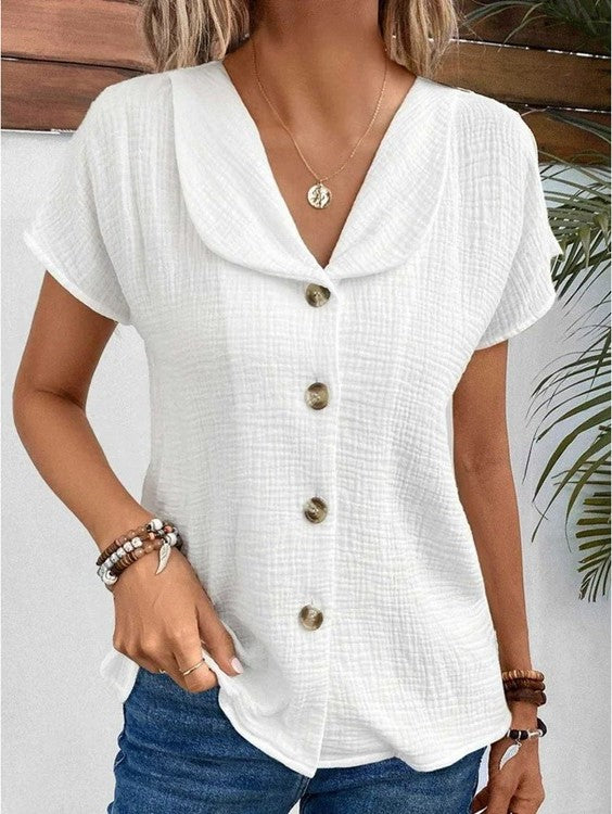 Jane – Blusa de algodón y lino con estilo natural