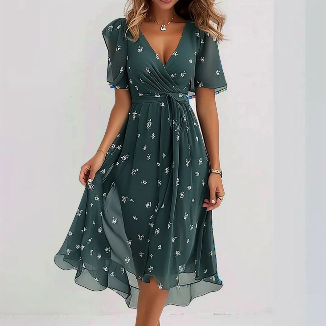 Florence – Vestido Midi Especial de Manga Corta para Mujer