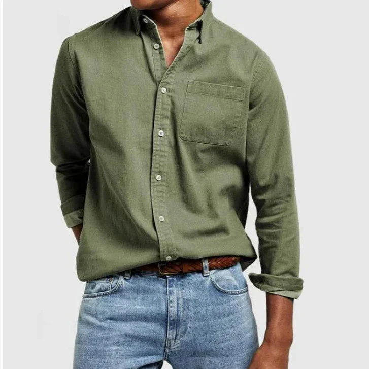Sam – Camisa de Algodón Entallada de Estilo Clásico para Hombre