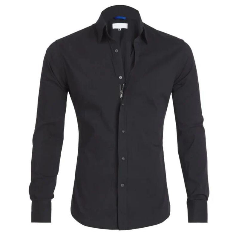 LEO – Camisa con cremallera resistente a las arrugas