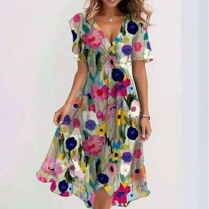Florence – Vestido Midi Especial de Manga Corta para Mujer