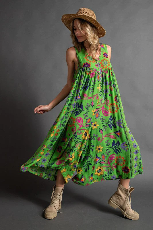 Vintage Floral – Mono sin mangas con estampado floral