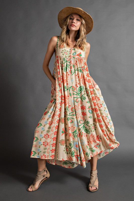 Vintage Floral – Mono sin mangas con estampado floral