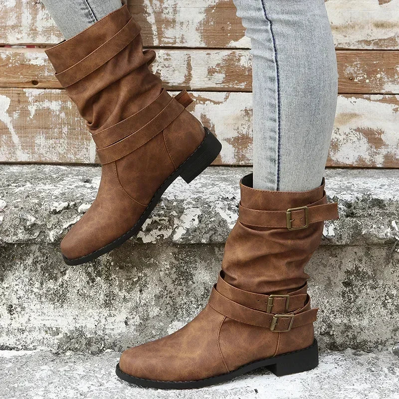 BOTAS PLANAS RETRO CON HEBILLAS n.39514