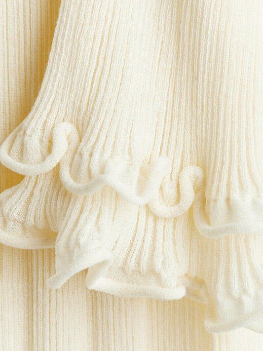 Marla – Vestido largo ajustado con volantes y espalda cruzada